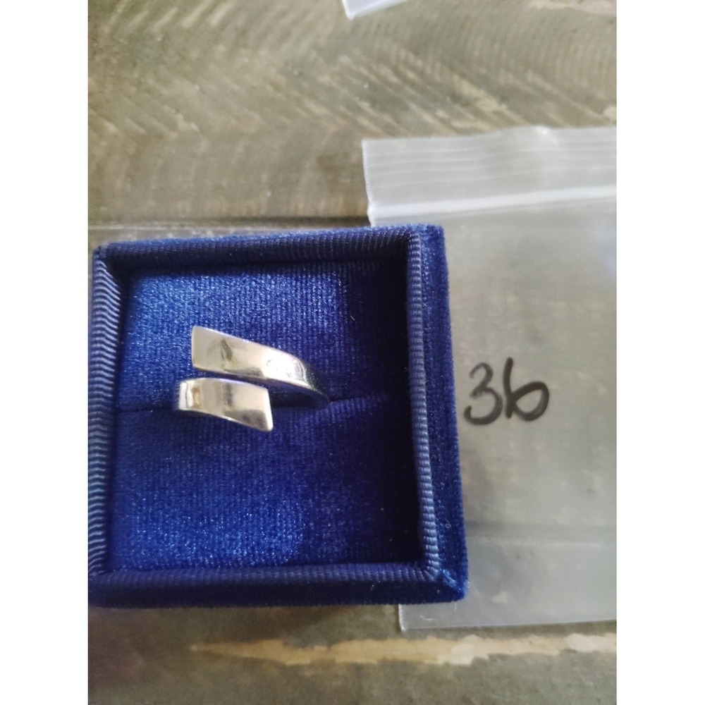 Modern Bypass Wrap Band Ring 925 silver Minimalist Contemporary Size 7.5 Womens